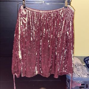 pink velvet off the shoulder top